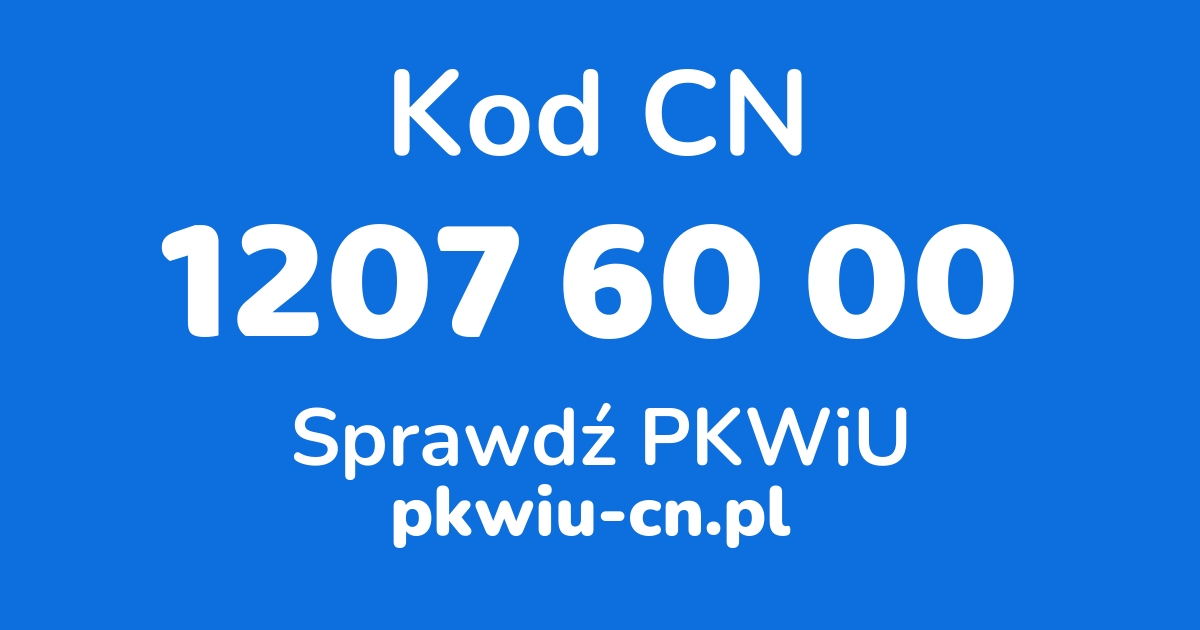 Wyszukiwarka kodów CN 1207 60 00, konwerter na kod PKWiU