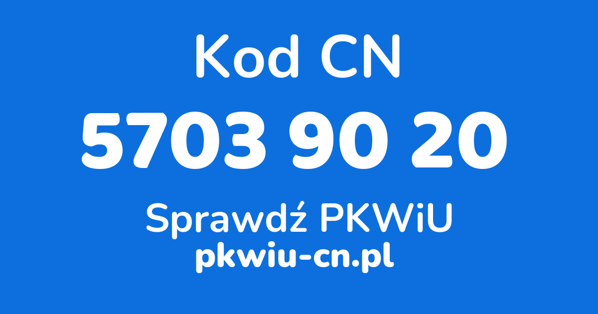 Wyszukiwarka kodów CN 5703 90 20, konwerter na kod PKWiU