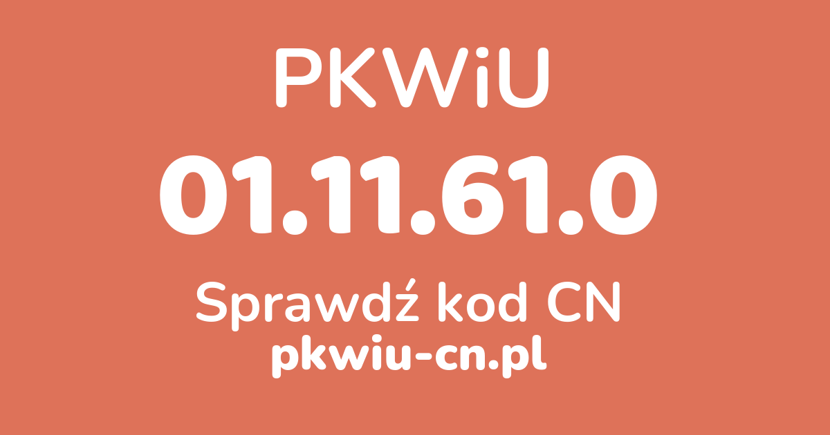 Wyszukiwarka PKWiU 01.11.61.0, konwerter na kod CN