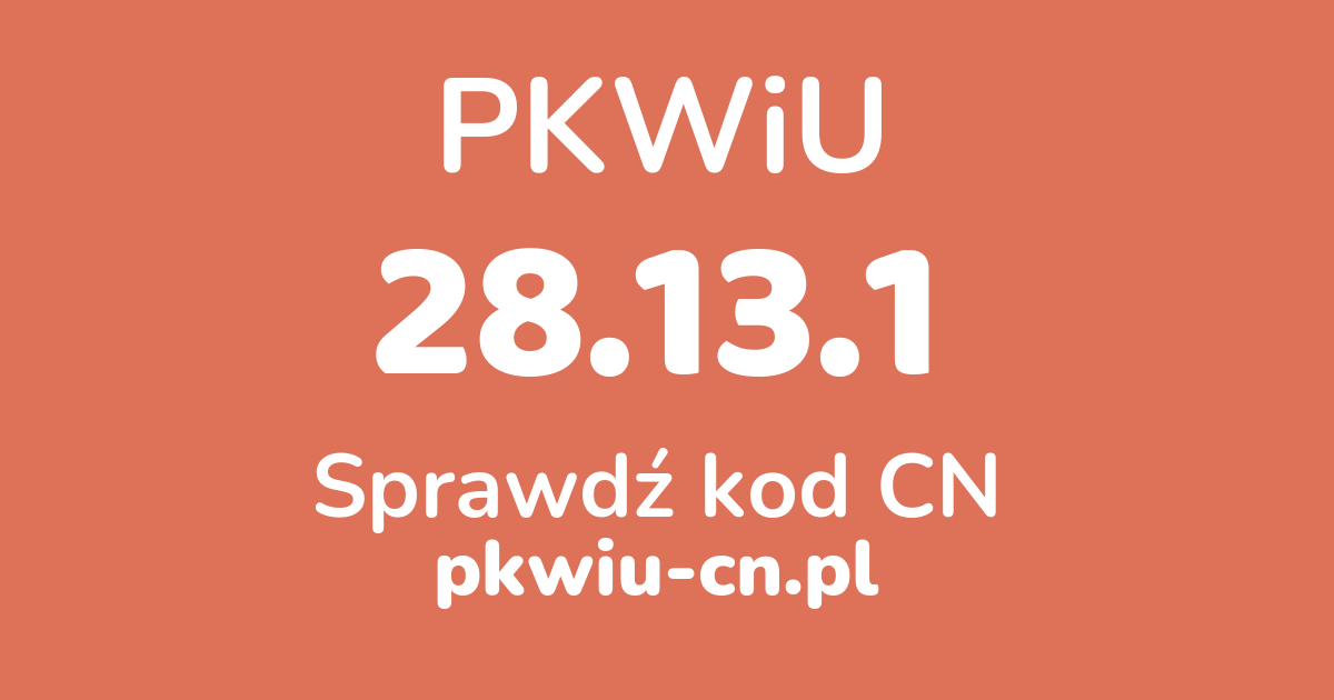 Wyszukiwarka PKWiU 28.13.1, konwerter na kod CN