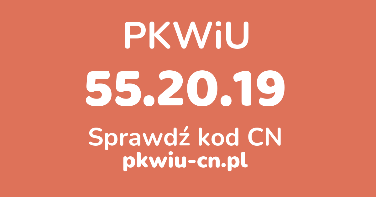 Wyszukiwarka PKWiU 55.20.19, konwerter na kod CN