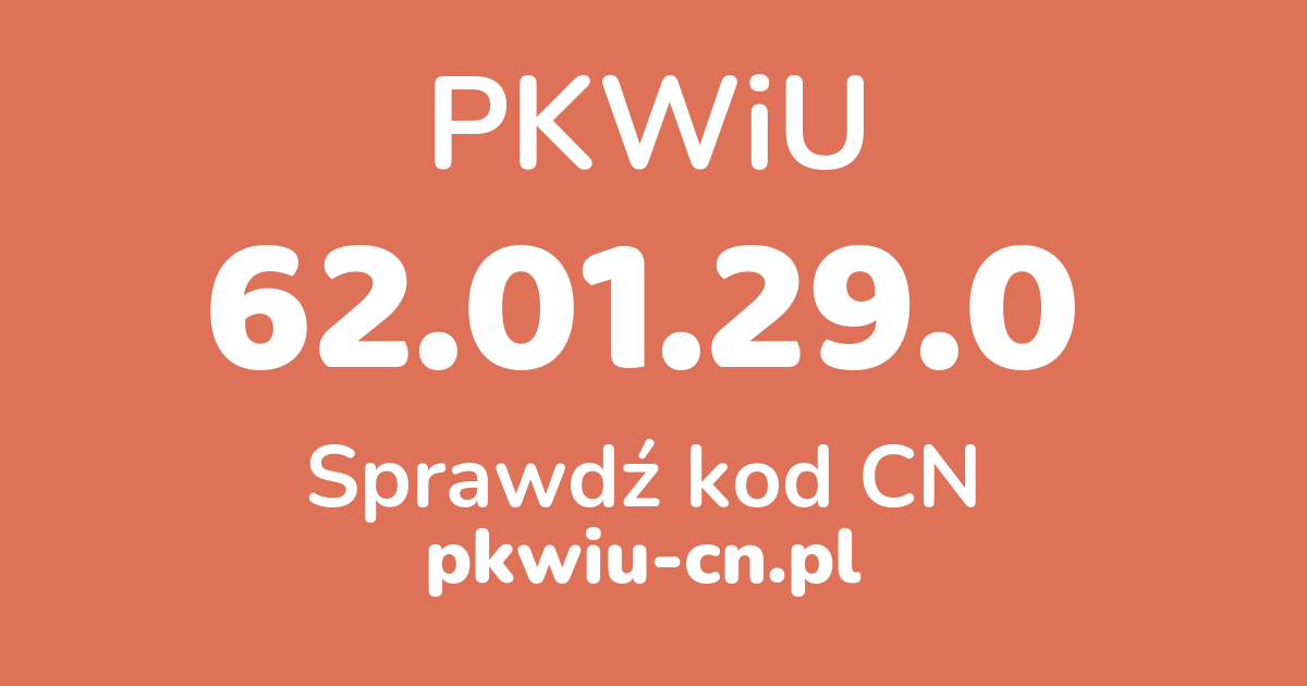 Wyszukiwarka PKWiU 62.01.29.0, konwerter na kod CN