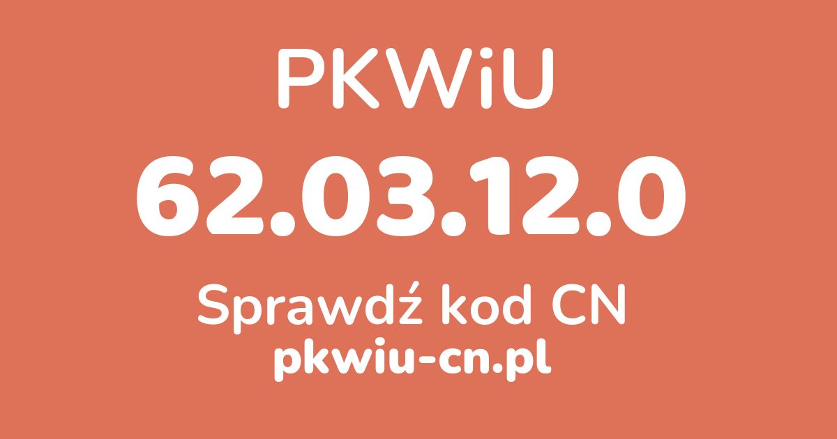 Wyszukiwarka PKWiU 62.03.12.0, konwerter na kod CN