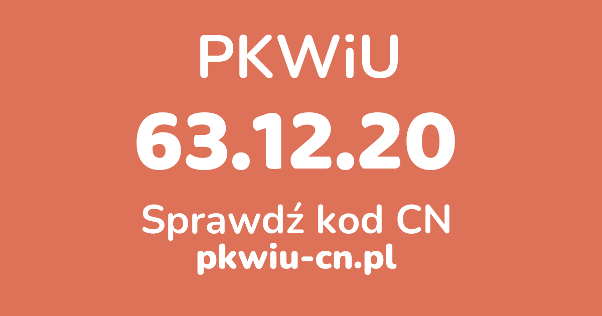 Wyszukiwarka PKWiU 63.12.20, konwerter na kod CN