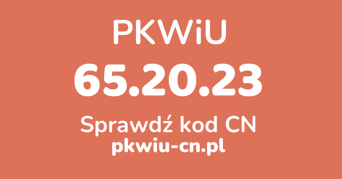 Wyszukiwarka PKWiU 65.20.23, konwerter na kod CN