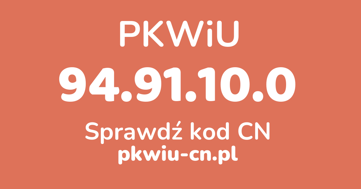 Wyszukiwarka PKWiU 94.91.10.0, konwerter na kod CN