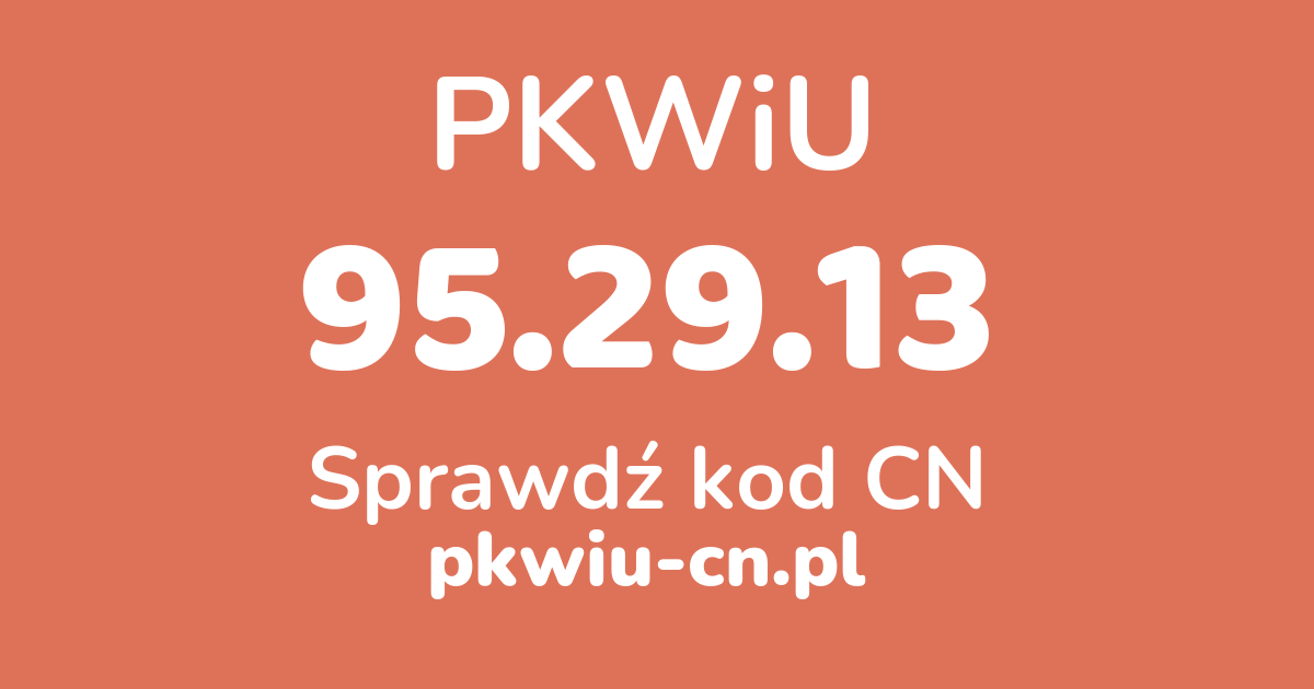 Wyszukiwarka PKWiU 95.29.13, konwerter na kod CN